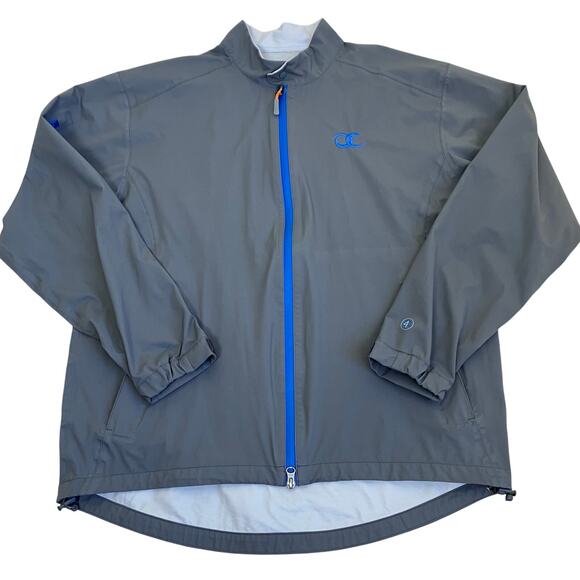 Peter Millar Mens Sz Large E4 Water Windbreaker Golf Jacket with Logo Grey - Picture 7 of 16